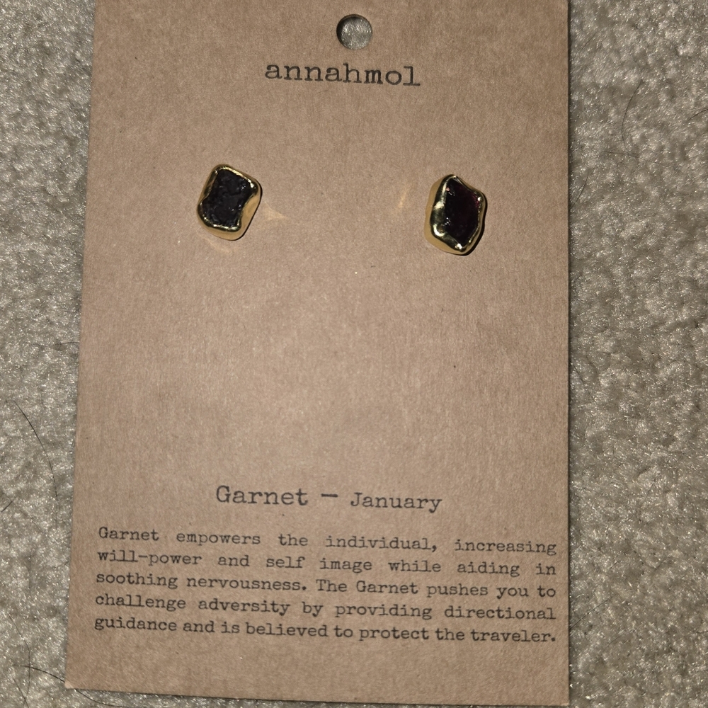 Gold and Garnet Stud Earrings